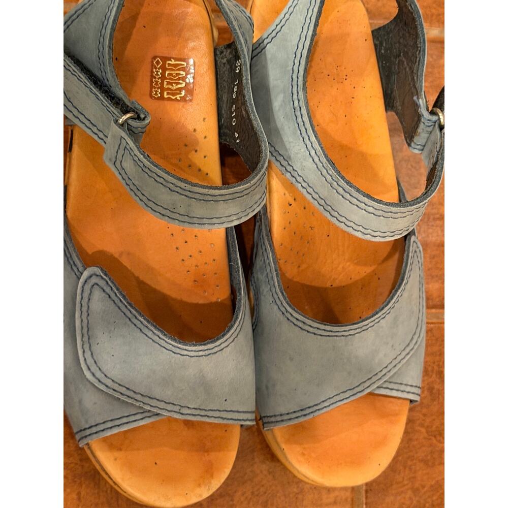 Dansko Womens 39 US 8.5-9 Blue Nubuck Leather Clog Sandals Hook Loop Comfort - Picture 11 of 12